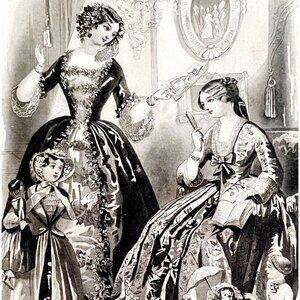 Domestic Scene Engraving 1859 Gorgeous Victorian Family Fashion Art DWY5F